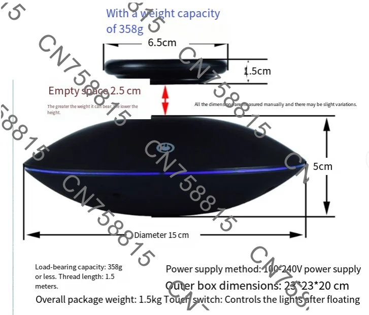 

magnetic levitation display stand, creative black technology decoration，360 degree rotating display stand, birthday gift