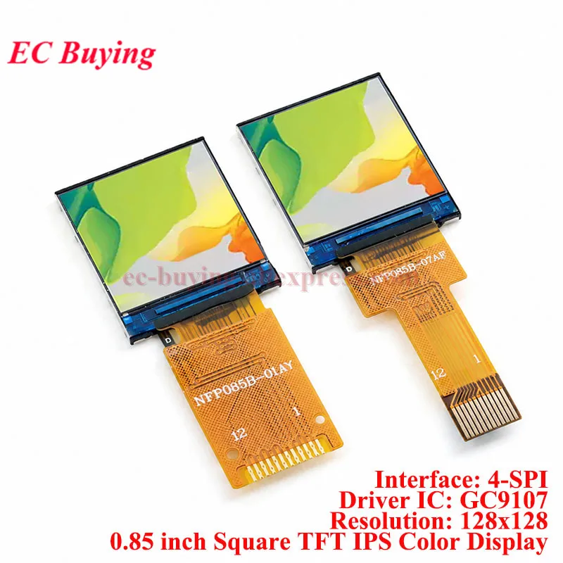 10Pcs/1pc 0.85 inch IPS TFT LCD Display Module 0.85'' Screen 128x128 GC9107 Driver SPI Serial Interface HD 12Pin Weld/Plug-in