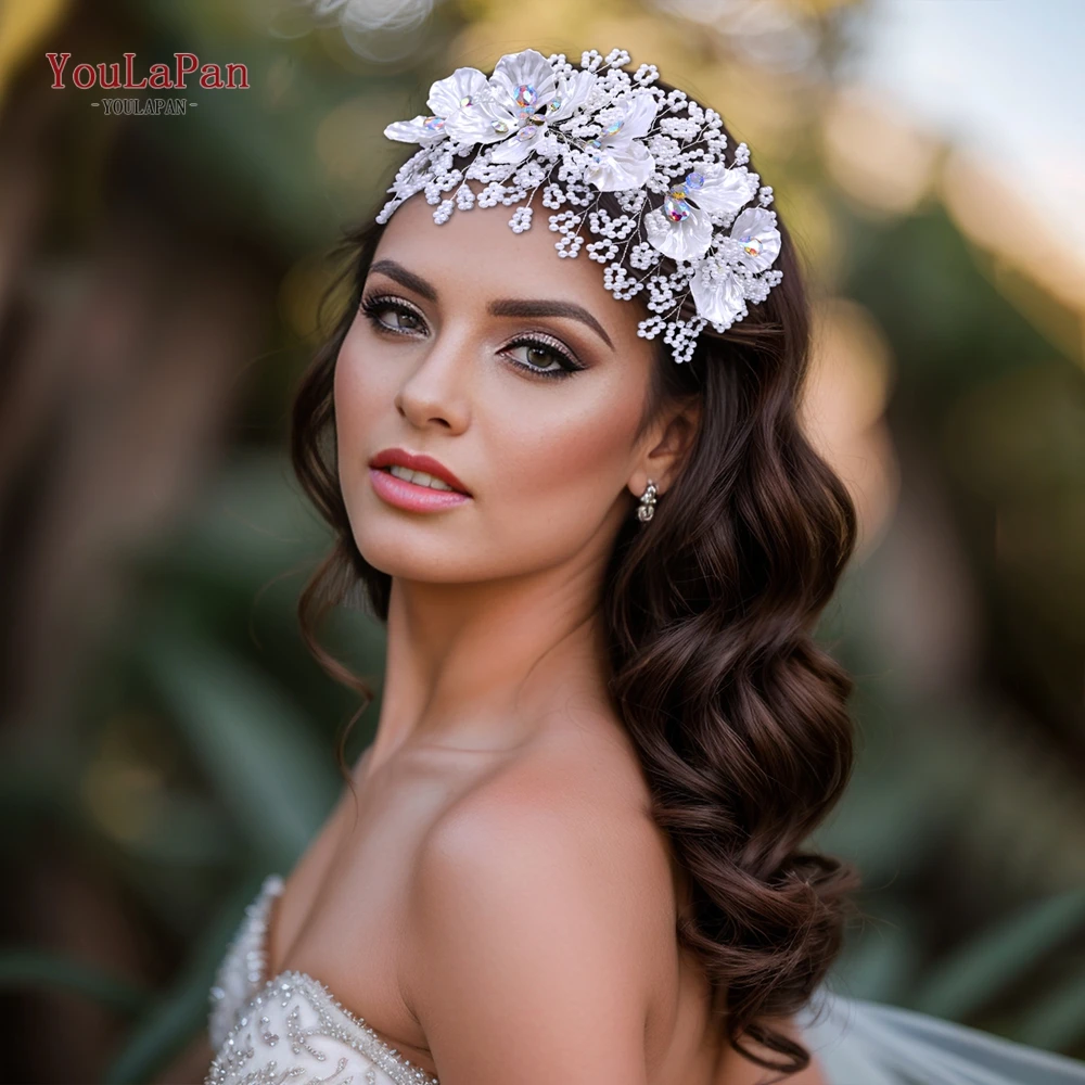 YoulaPan-Colorido AB Cristal Noiva Headband, Cor Branca, Frisado Headwear, Elegante Mulheres Banquete, Luxo Cabelo Acessórios, HP675