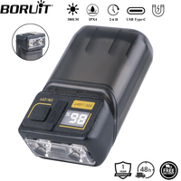 BORUiT 380LM Rotatable EDC LED Flashlight USB-C Rechargeable Keychain Work Light Torch with Magnet Power Display Camping Lantern