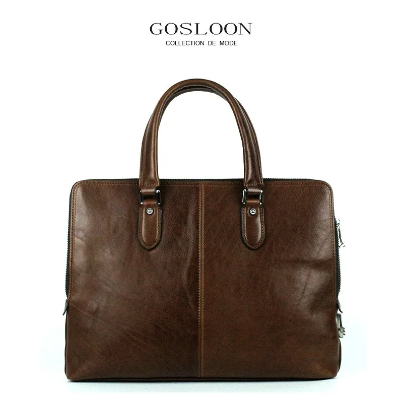 กระเป๋าแล็ปท็อปกระเป๋าหนังหรูหราของแท้หนัง Cowskin กระเป๋าเอกสารขนาดใหญ่ความจุธุรกิจทํางานไหล่กระเป๋าถือแล็ปท็อปกระเป๋า