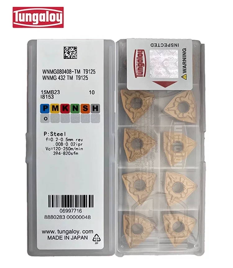 Inserção do Carboneto de Tungaloy Wnmg0604 Wnmg080404 Wnmg080404 Wnmg080412 T9125 T9215 T9225 Ah630 Ah8015 Ns530 Ns9530 A725