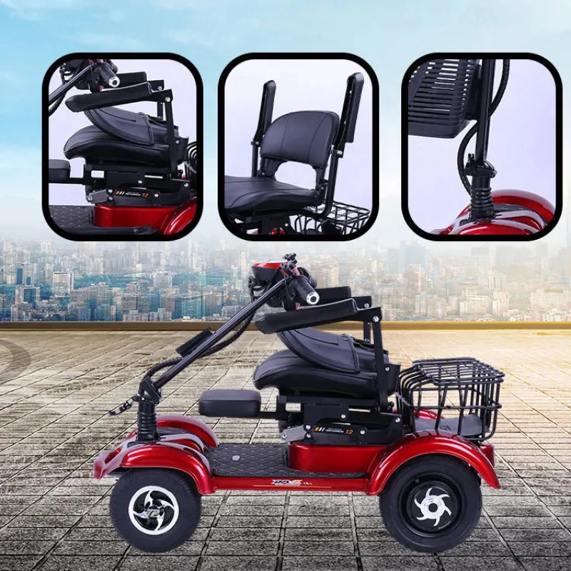 Складной четырехколесный скутер для пожилых людей 48В, скорость 20 км/ч