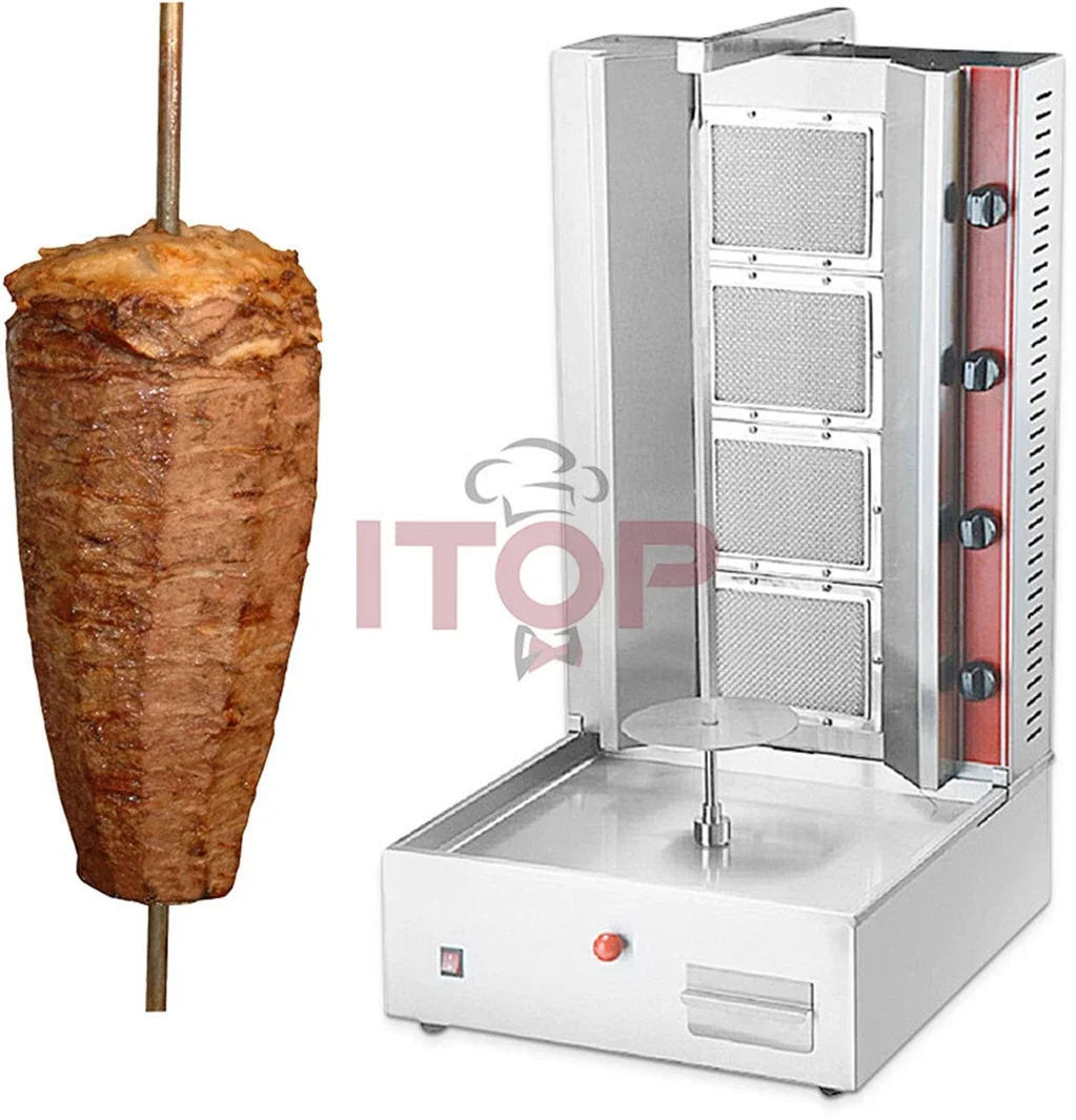 ITOP Wholesale Commercial Hotel Equipment Rotary Kebab Shawarma Grill Machine Stainless Steel Gas Kebab Machine with 3 Burner