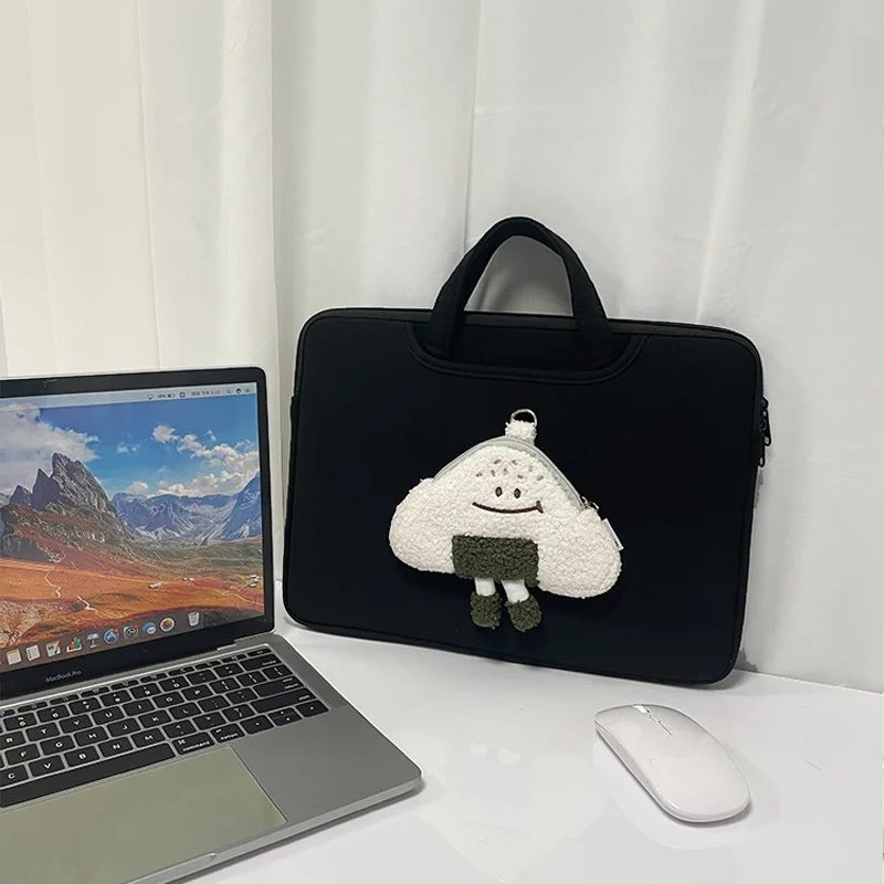 Ins لطيف كرة الأرز حقيبة لابتوب المحمولة المرأة ماك بوك اير برو 13 13.3 14 15 15.6 16 بوصة حقيبة يد للصدمات دفتر كم حقائب