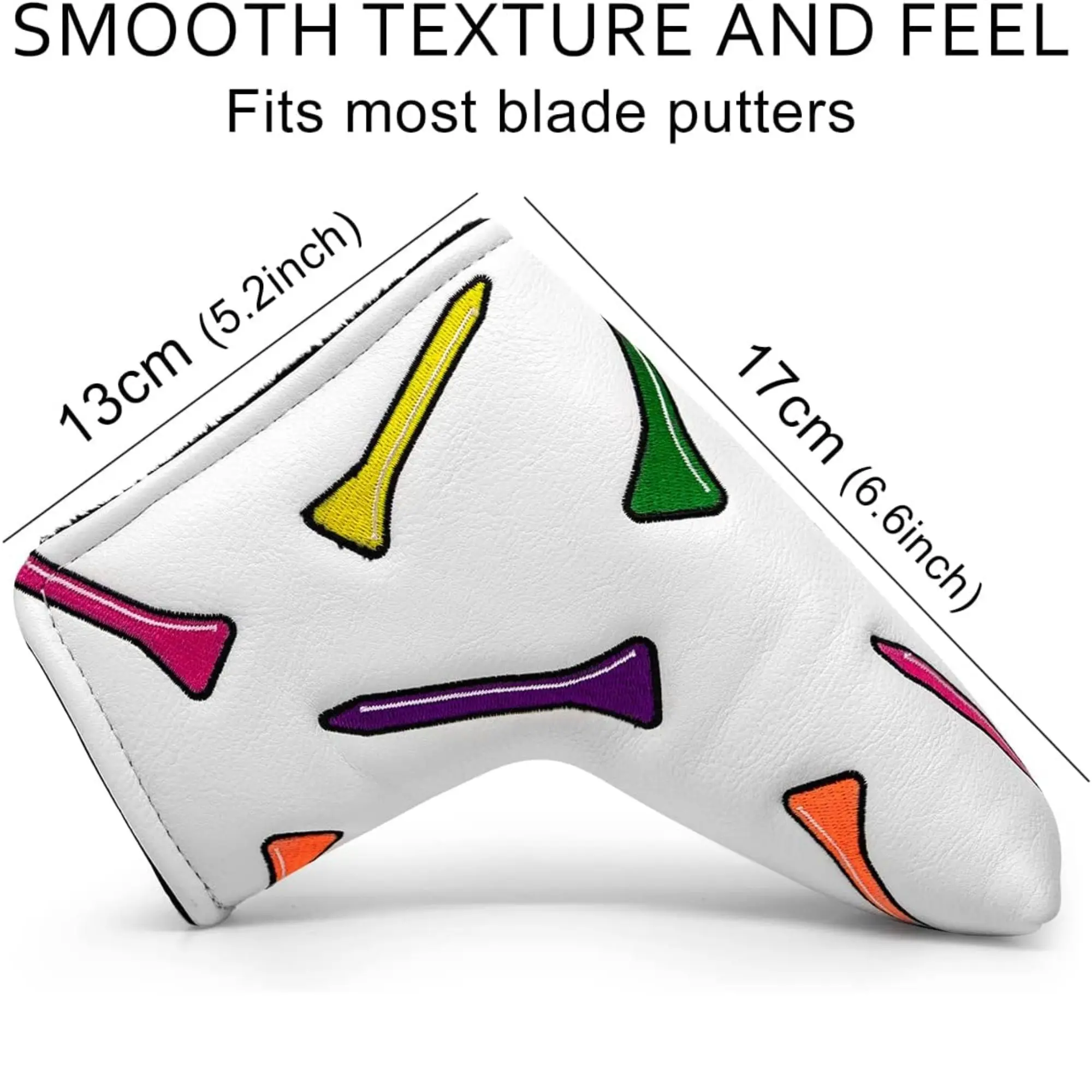 Funny Golf Putter Cover Headcover，Golf Tee Patterns Style Golf Club Head Cover, Golf Mallet and Blade Cover For Golf Lovers view 4