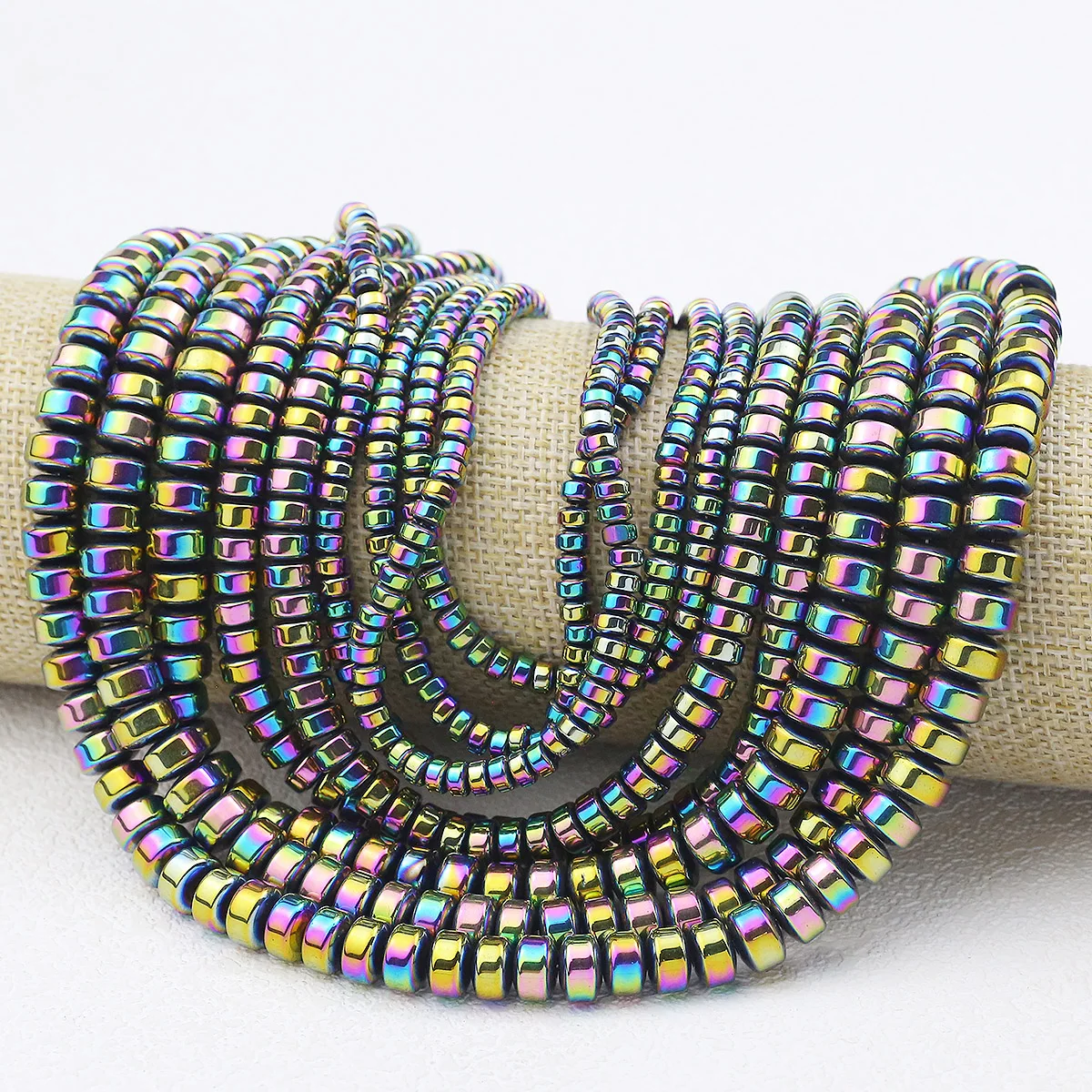 3/4/6/8mm Colorful Hematite Ancient Bead Flat Cylindrical Spacer Loose Beads For Jewelry DIY Bracelet Earrings Accessories