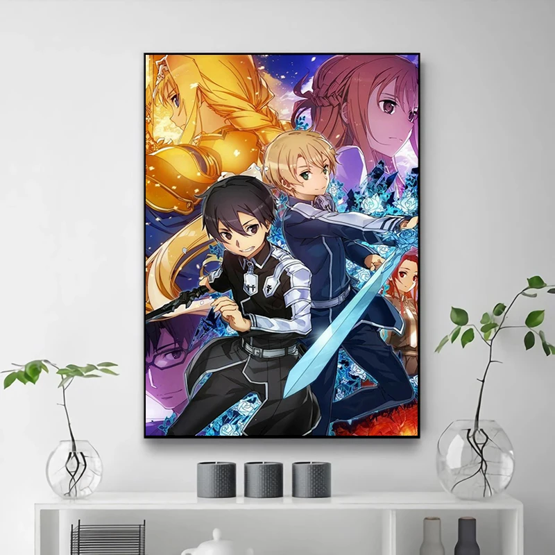 

Sword Art Online Poster Wall Decoration for Home Decore With Free Shipping Decorative Painting Cute Room Decor Canvas Posters