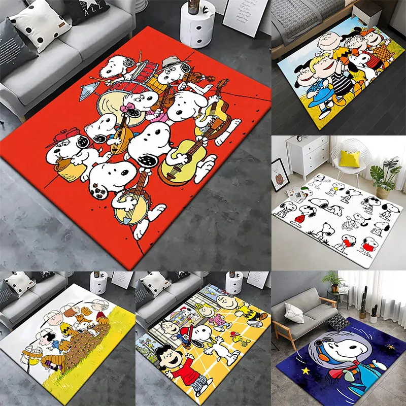 

MINISO Snoopy HD Lively Cartoon Large Area Printed Carpet Bathroom Living Room Decor Sofa Table Rug Picnic Camping Door Mat Ins