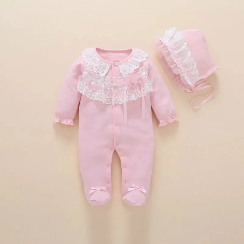 QQ 123 ملابس حديثي الولادة 0 3 6 أشهر بذلة الأميرة قميص قطني بكم طويل مع ملابس القدم طفلة Clo