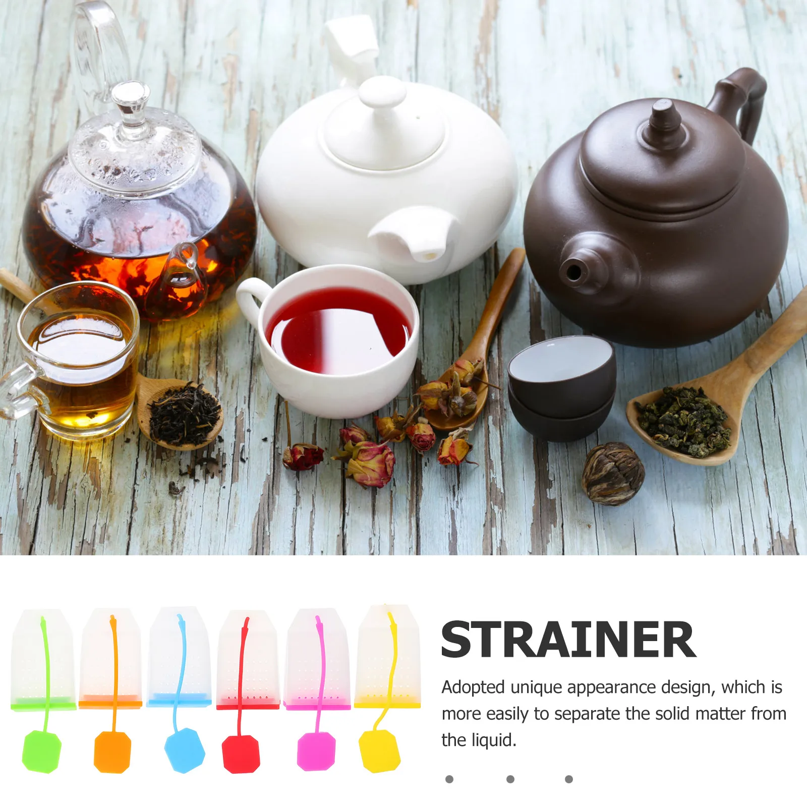 

6Pcs Tea Infuser Silicone Reusable Loose Tea Strainer Lightweight Compact Brewing Tool for Home Office