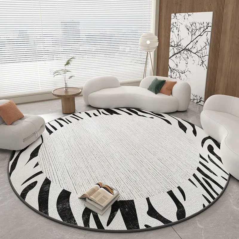 Advanced sense round velvet carpet living room study home silent non-slip room floor mat chair coffee table foot cushion