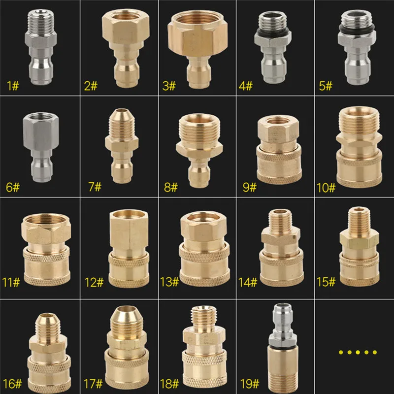 Pressure Washer Adapter Foam Nozzle Brass Connector Kit 1/4 Quick Disconnect M14 M22 Male Female Coupler for Car Washing Tool