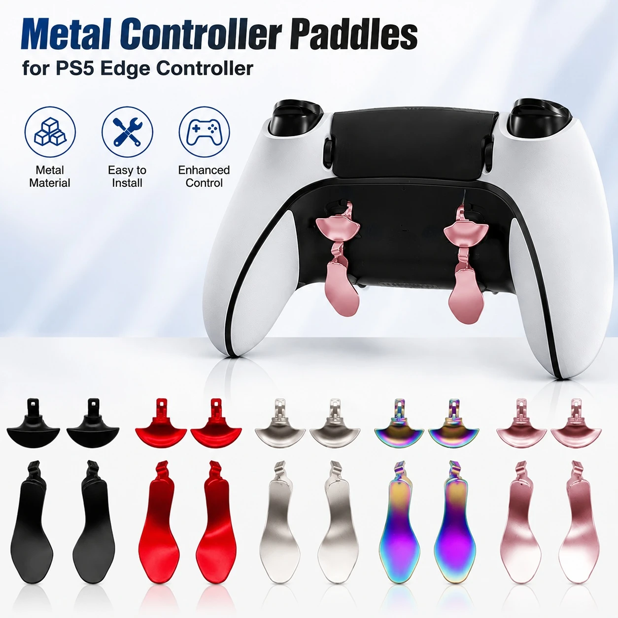 Conjunto de 4 Peças de Botões Traseiros Metálicos para Controle PS5 Edge, Acessórios de Substituição para Botões Traseiros