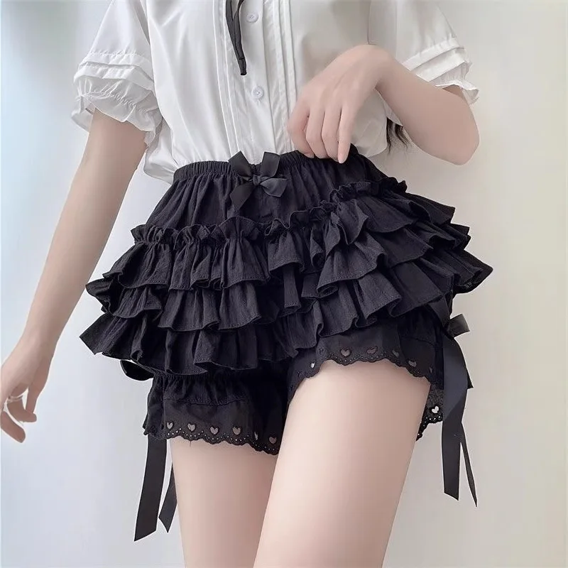 Verão feminino shorts esporte praia curto moda bandagem babados laço arco calças soltas shorts casuais saia saias