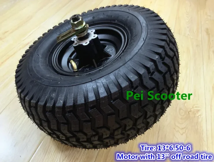 13 inch wide off road tire double axles brushless gearless dc scooter hub wheel motor drive