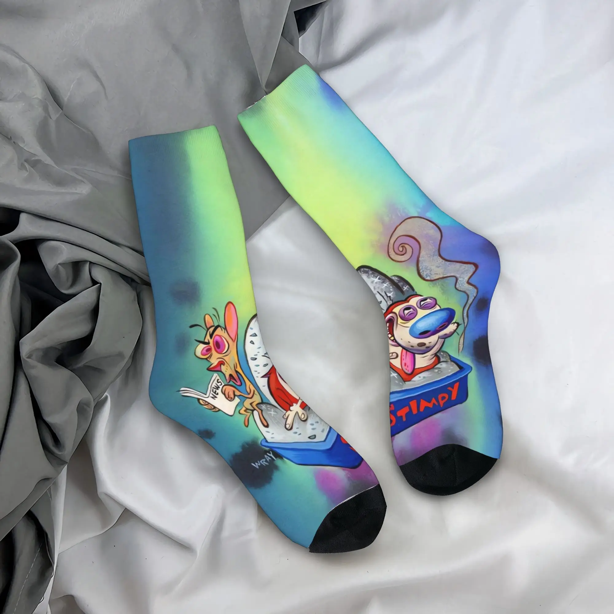 

Ren And Stimpy Animal Cute Socks Autumn Stockings Novelty Unisex Men Breathable Socks Design Climbing Non Slip Socks