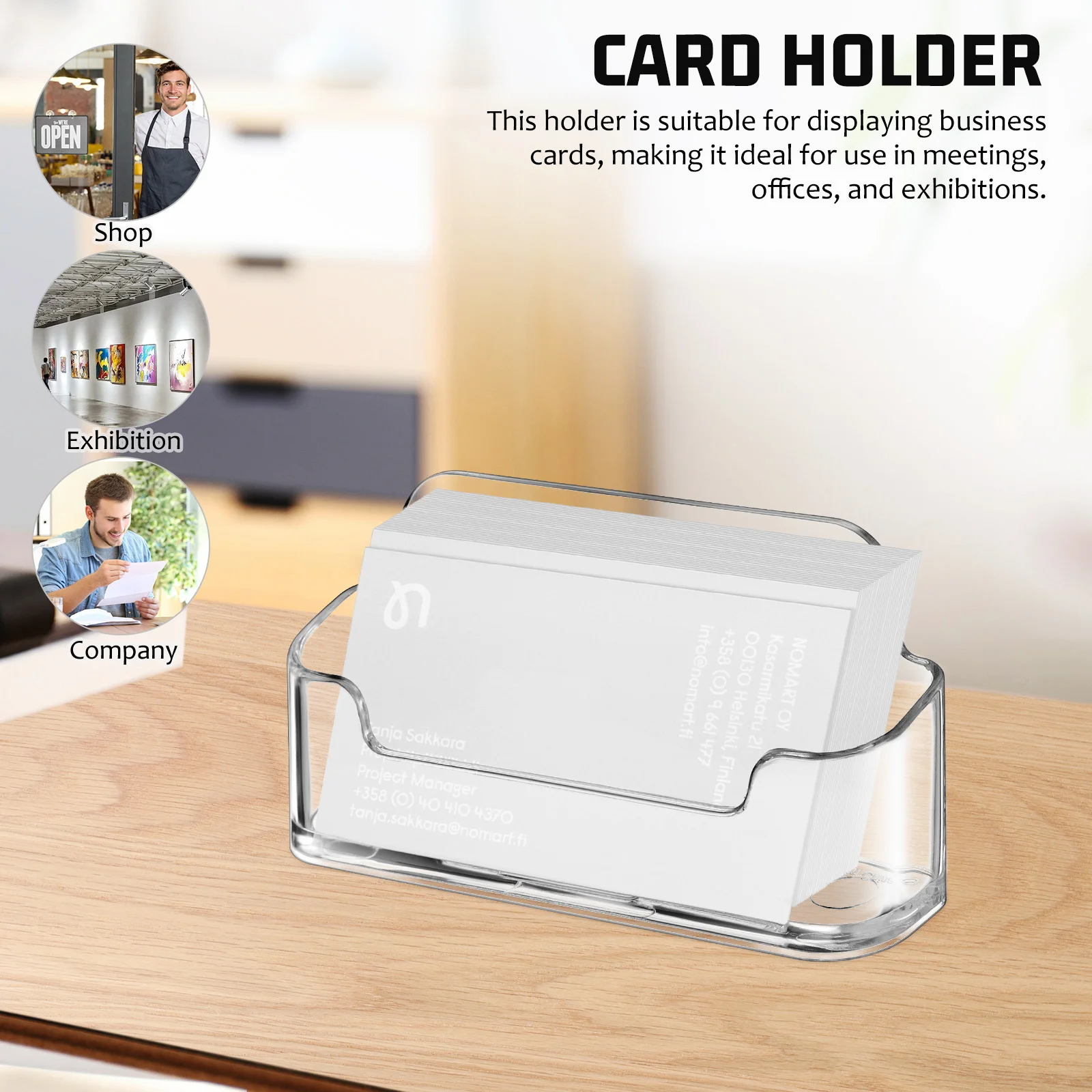 

6 pcs Holder Desk Business Card Organizer Clear Acrylic Name Card Stand For Office Index Cards Display Storage Rack