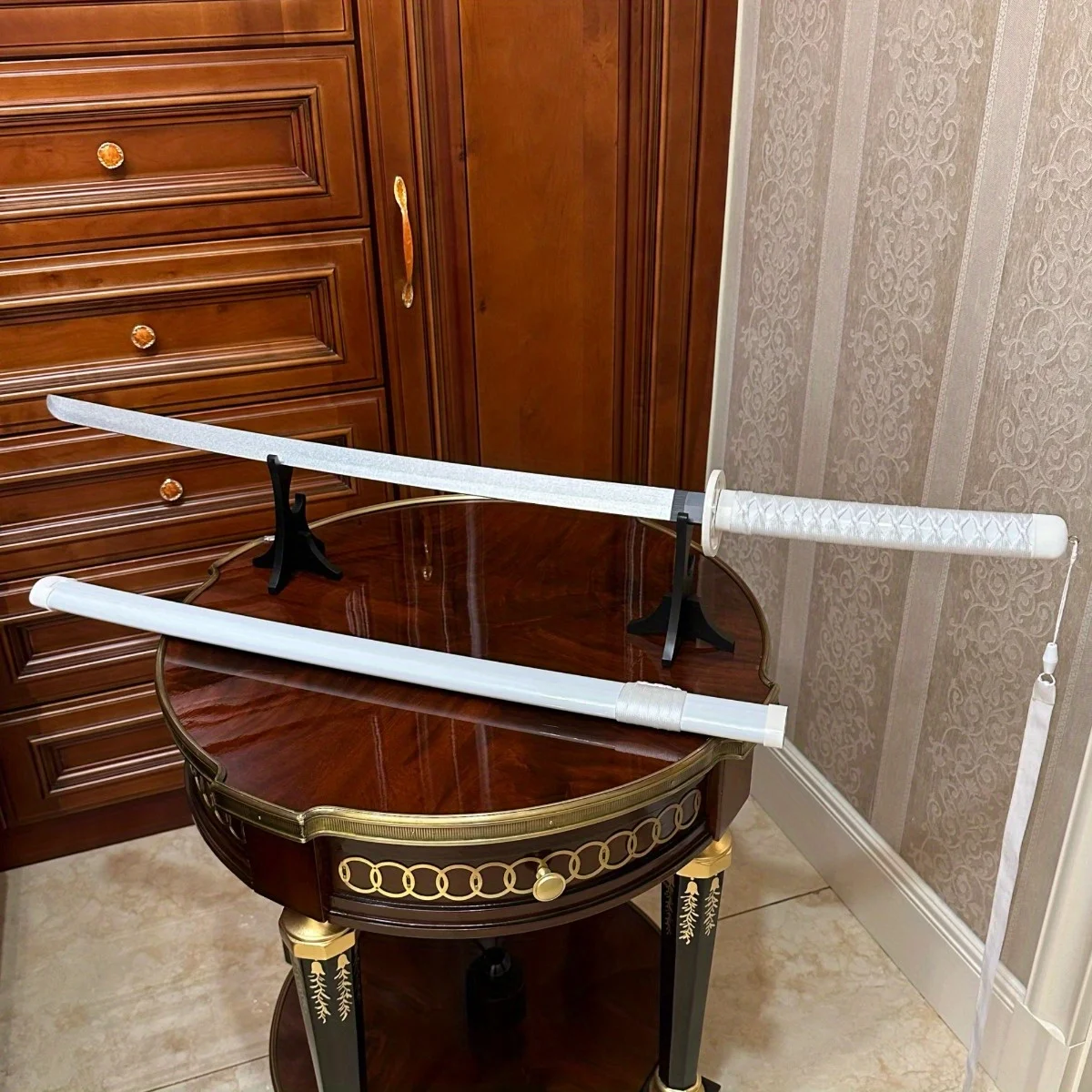 39.37 بوصة Byakuya Rukia Katana أنيمي تأثيري الدعامة السيف الحجم الحقيقي اليابانية كاتانا شفرة النينجا الخشبية لعبة الساموراي صابر الأصلية