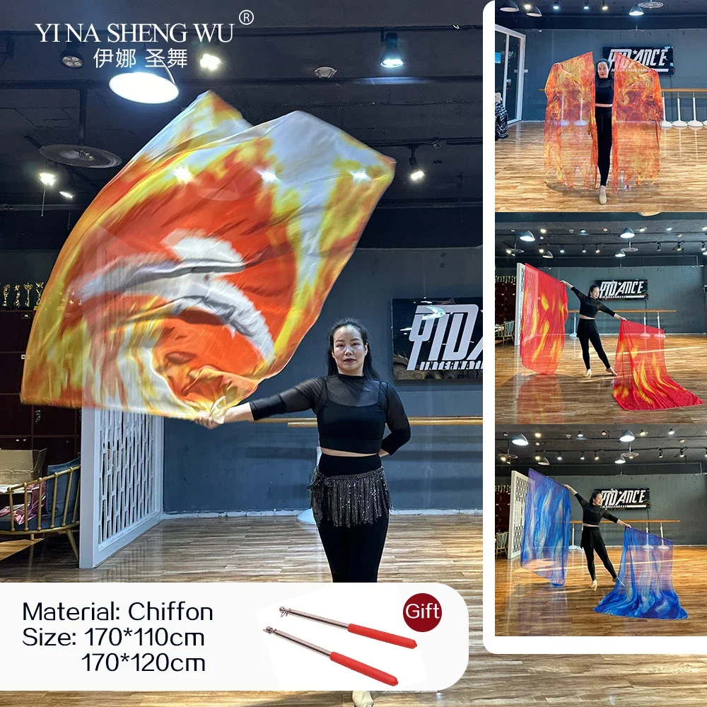 

Пара флагов для поклонения, баннеры с принтом «Пламя», шифоновые платки-ленты с регулируемой ручкой, для тренировок, выступлений, хвалебных танцев, церковные флаги