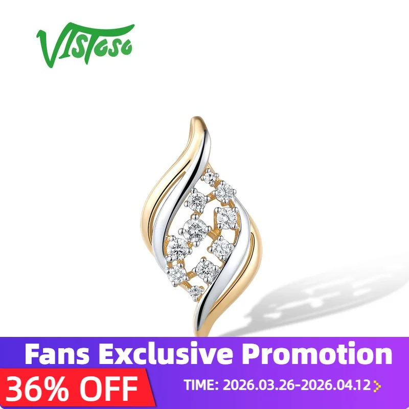 

Женская подвеска из двух тонов VISTOSO, подвеска из натурального золота 14 к 585 пробы, со сверкающими бриллиантами, шикарные ювелирные украшения из драгоценных камней для Годовщины свадьбы