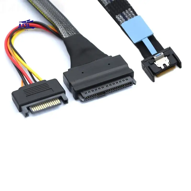 

AF91-Gen5 MCIO Slimline SFF-8654 Кабель-адаптер 4I к SAS 8639 U.2 + Кабель питания 15P SATA Кабель-переходник Провод Шнур