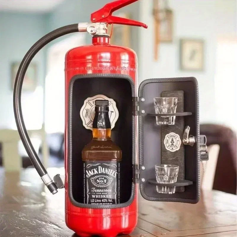 Caja de vino con forma de extintor de incendios, adornos, Mini Bar, gabinete de vino, decoración artesanal, caja de almacenamiento de licores y champán, regalos de bombero