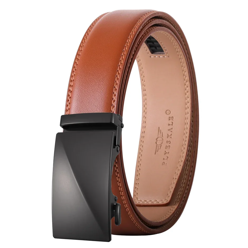 Brown Cowhide Genuine Leather Belts For Men New Fashion Luxury Designer Dress Formal Casual Belt Male Automatic Buckle B622