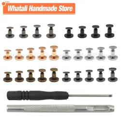 10Sets Metal Screw Nail Rivets Head Belt Strap Chicago Screws With Tools For Luggage Leather Craft Clothes/Bag Wallet Fasteners