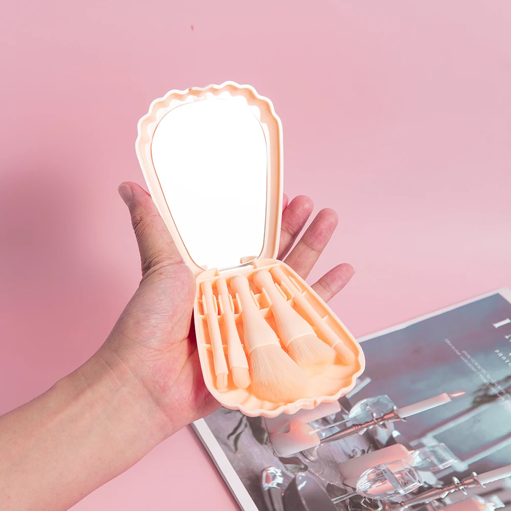 5PCS Make-Up Pinsel Make-Up Set Foundation Make-Up Pinsel Lidschatten Pinsel Make-Up Pinsel Set Reise Tragbare Mit Spiegel schönheit Werkzeug