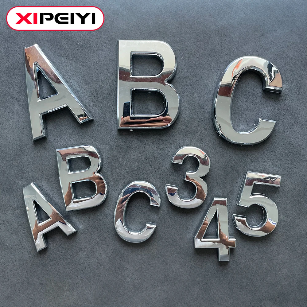 XIPEIYI 5/7CM מספר בית כסף 0-9 אות דיגיטלית מדבקת מספר ABS דלת בית כתובת חוץ מלון לוח 2.75 אינץ'.