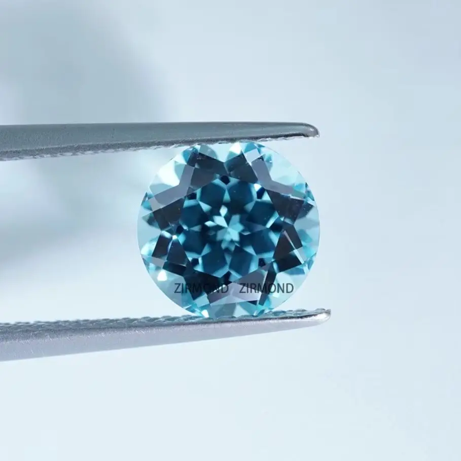 

3.5-7.5mm Round Shape Lab Grown Santa Maria Aquamarine Gemstone for Tennis Bracelet/Solitaire Pendant with AGL Certificate