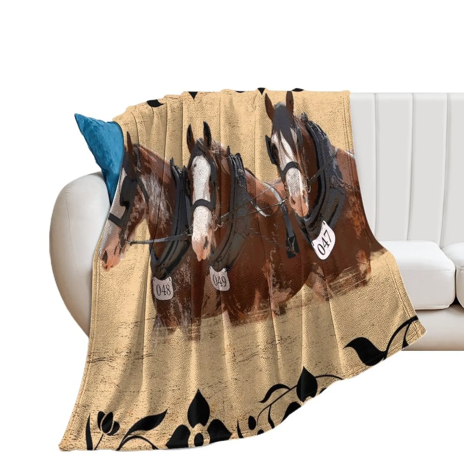 

HEAVY HORSES, CLYDESDALE HORSES Throw Blanket Large Bed valentine gift ideas Blankets