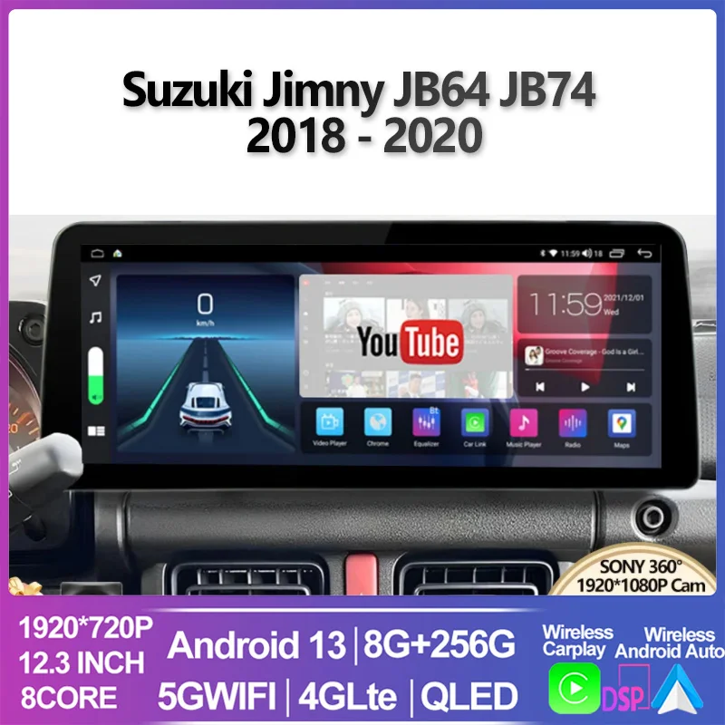 

12.3 Inch For Suzuki Jimny JB64 JB74 2018 - 2020 Android 13 Multimedia Video Player Car Radio Stereo GPS Navigation Carplay