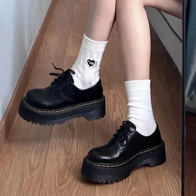 Oxford Loafers Thick Soled Retro Black Leather Shoes Women's 2026 Autumn