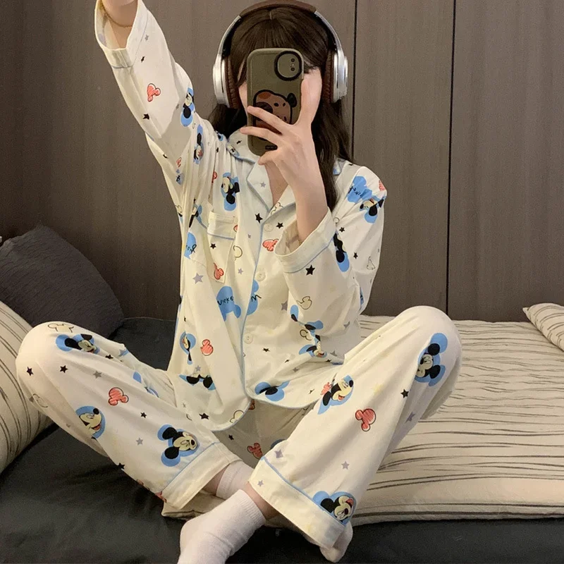 Disney pajamas spring casual comfortable two-piece set Mickey Mouse loungewear Disney loungewear cute Mickey Mouse pajamas