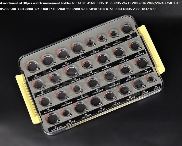 Assorted 30pcs Plastic Watch Movement Holder for 4130 4160 3235 3135 2235 2671 E200 2836 2892/2824 7750 3313 8520 8500 3301 More