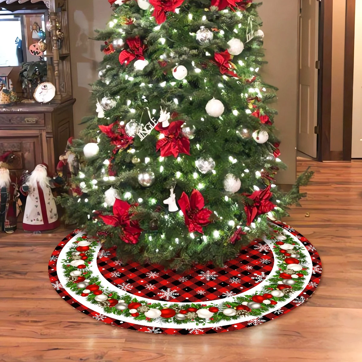 90/120cm Christmas Tree Skirts Plush Mat Christmas Decor for Home 2024 Tree Surround Base Mat Xmas Ornament New Year Gift 2025