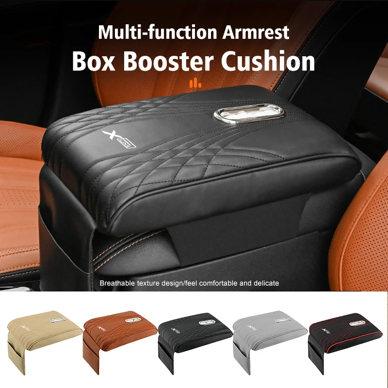 Pour KIA : Coussin rehausseur d'accoudoir en cuir avec poche de rangement pour Rio, K5, K2, Sportage, Niro, Soul, Stonic, Picanto, Sorento