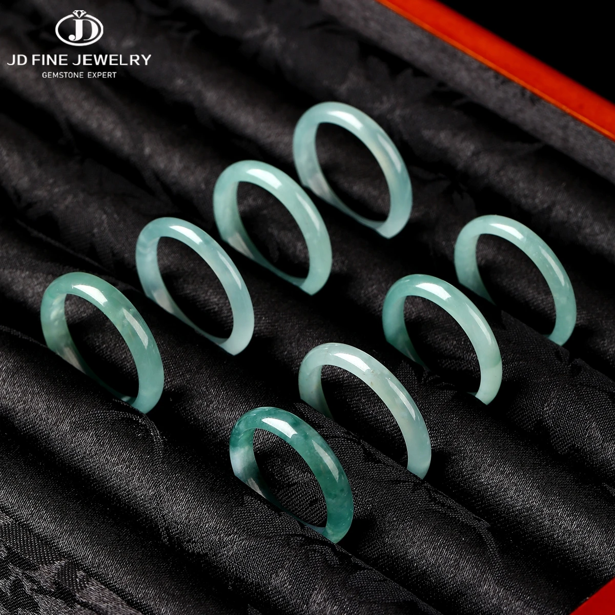 5Pcs/lot Natural Stone Guatemala Jadeite Round Hard Rings Women Men Vintage Energy Healing Finger Rings Female Jewelry Gifts