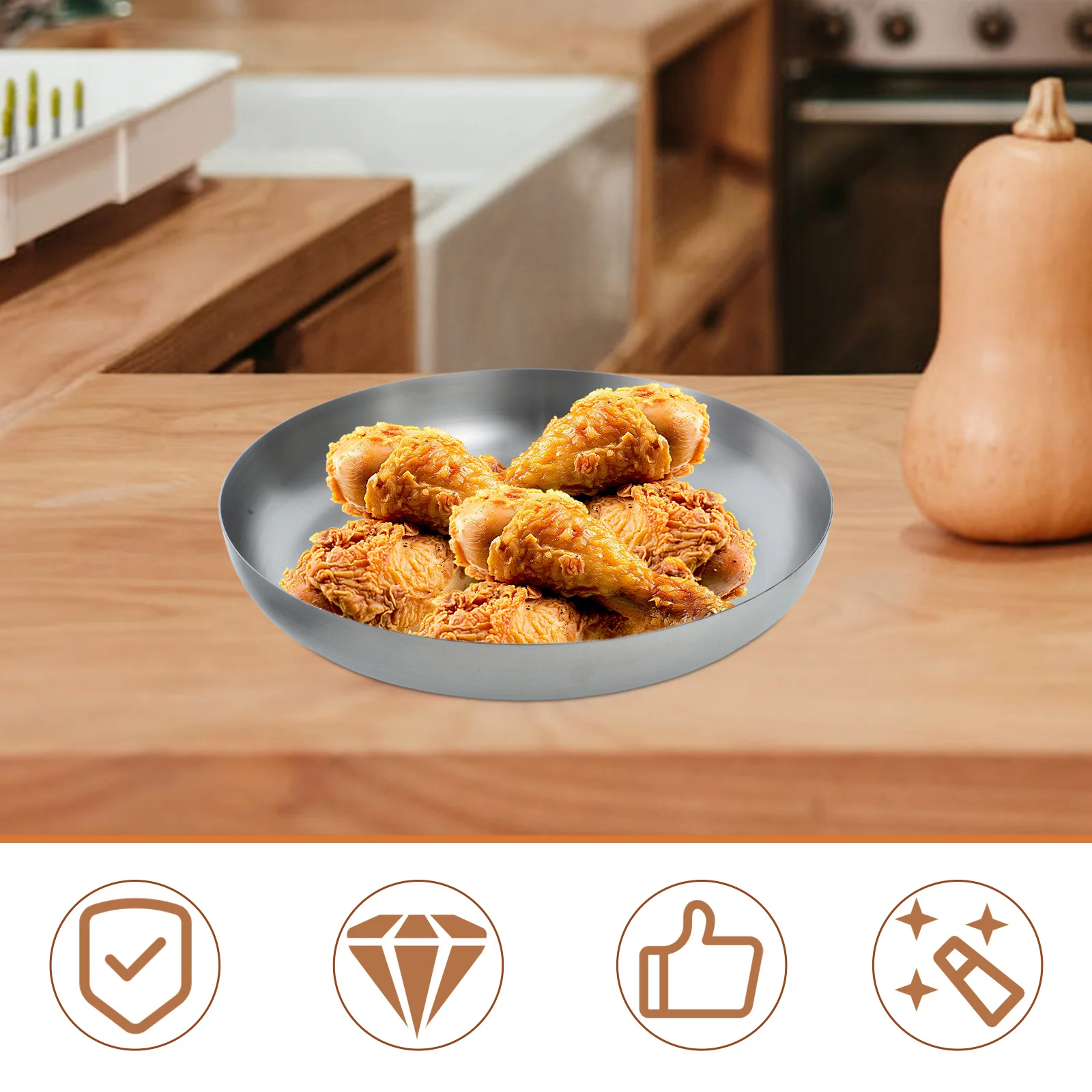 

2Pcs Stainless Steel Snack Plates Round Metal Dish for Dessert Appetizer Serving Ideal Party Camping Use Unbreakable Lightweight