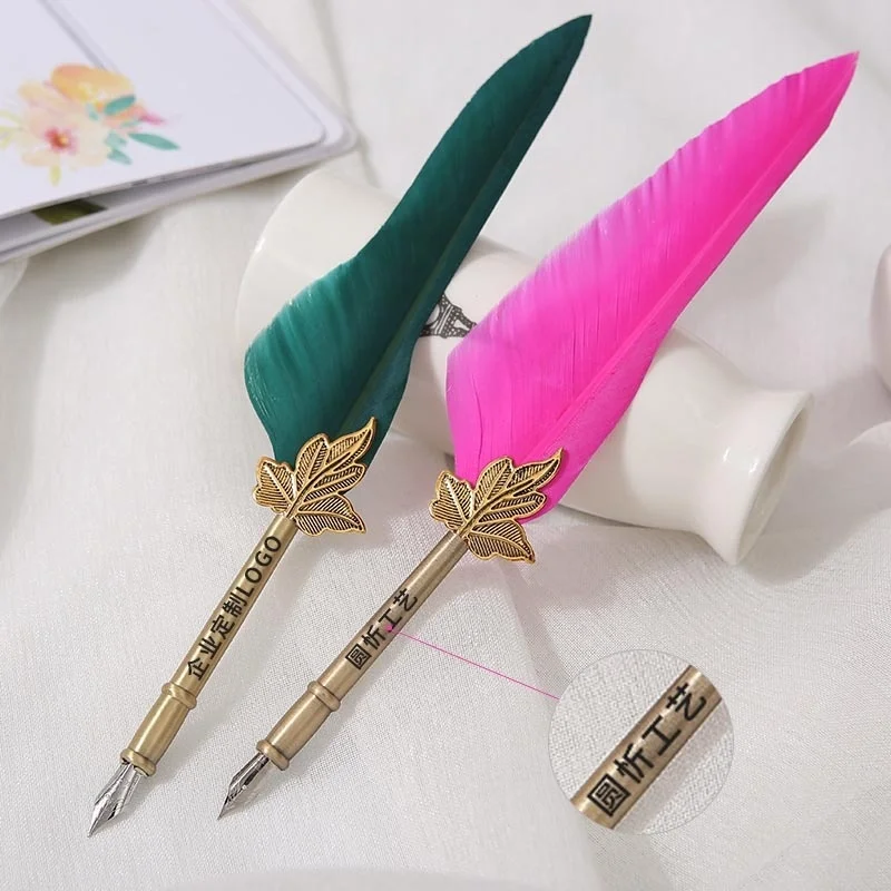 Retro Feather Pen Set European Style Dip Pencil And Ink Sets New Feather Fountain Pen Gifts Pens Writing Art Supplies