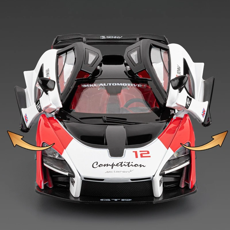 1:24 Senna Sports Car Alloy Car Model Sound and Light Pull Back Children's Toy Collectibles Birthday gift