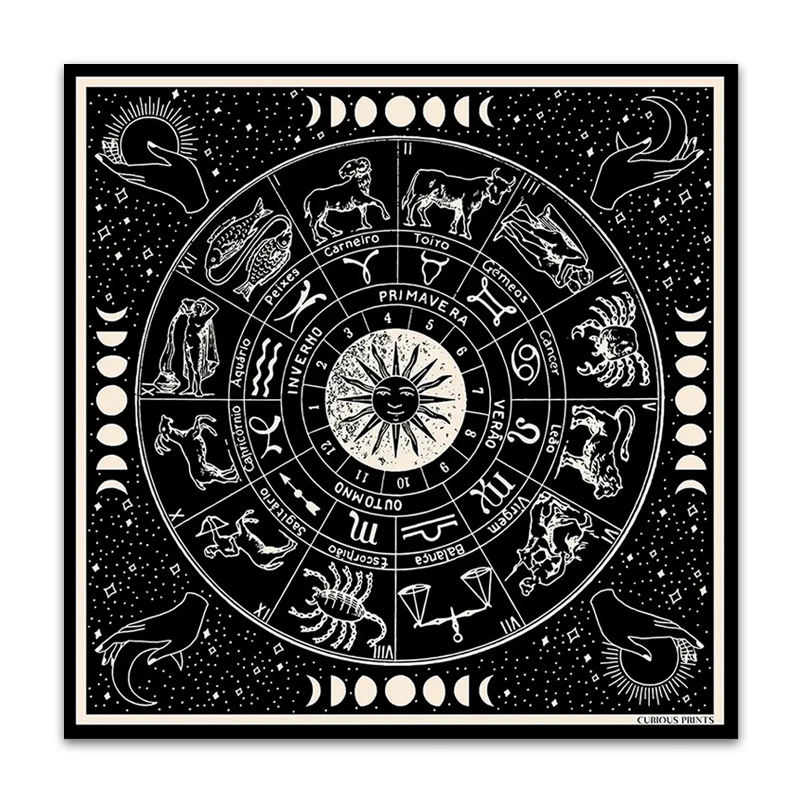 Sun Moon Phases Tarot Altar Decoration Witchcraft   Mat  Tablecloth Zodiac Astrological  Butarot