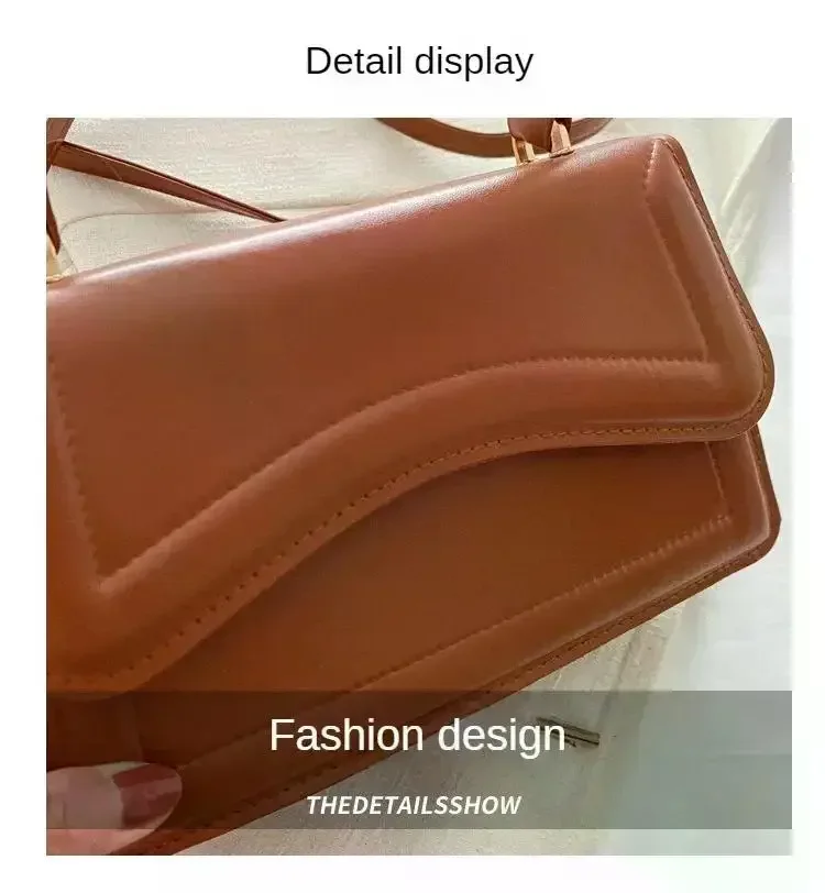 Hochwertige PU-Leder-Handtasche, Damen-Umhängetasche, einfarbig, Schultertasche, Crossbody-Tasche, kleine Tragetasche für Damen und Mädchen – Detail 2