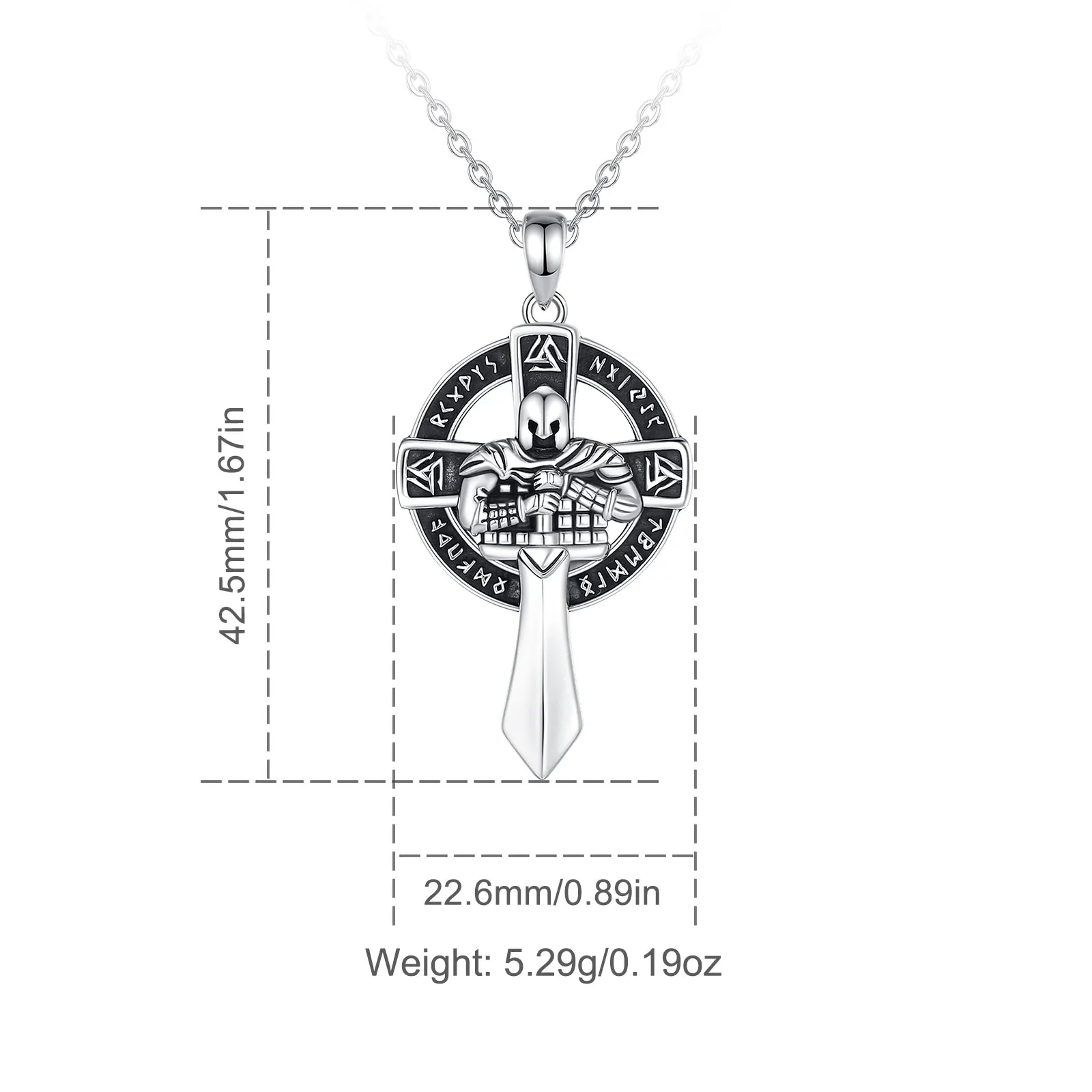 Eudora New 925 Sterling Silver Nordic Odin Warrior Necklace Sword Rune Vintage Pendant Personality Men Woman Jewelry Gift