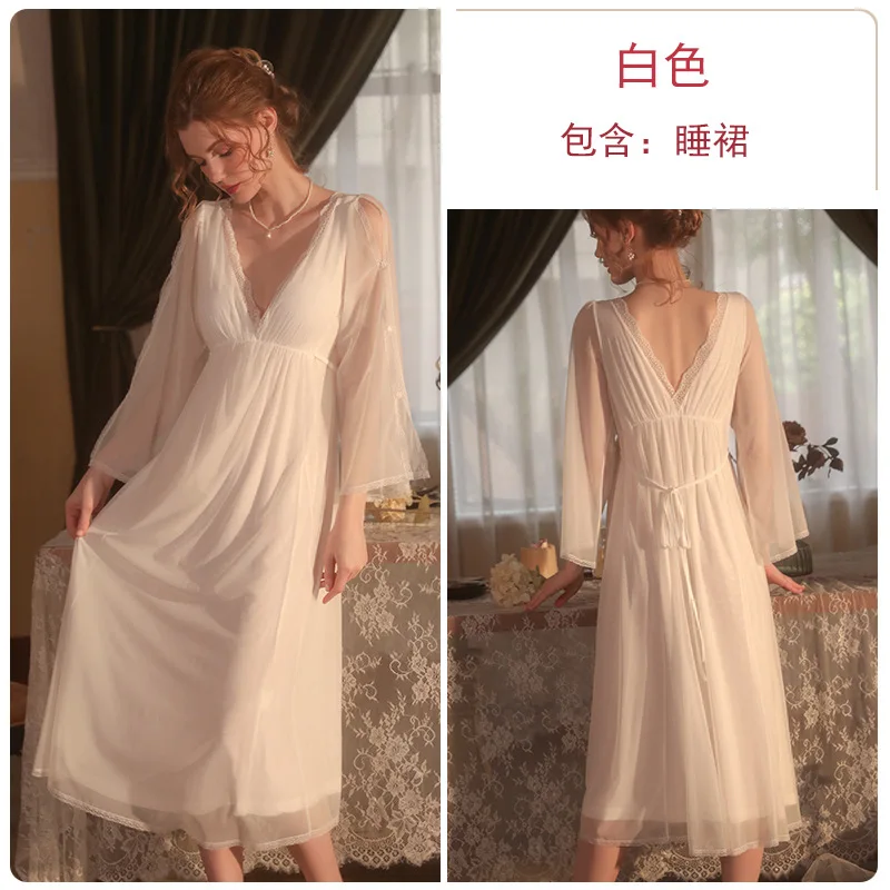 Sexy Lace Trim V-Neck Sleepdress Women Sleepwear Nightgown Bathrobe Satin Nightwear Nighty Dress Summer Loungewear