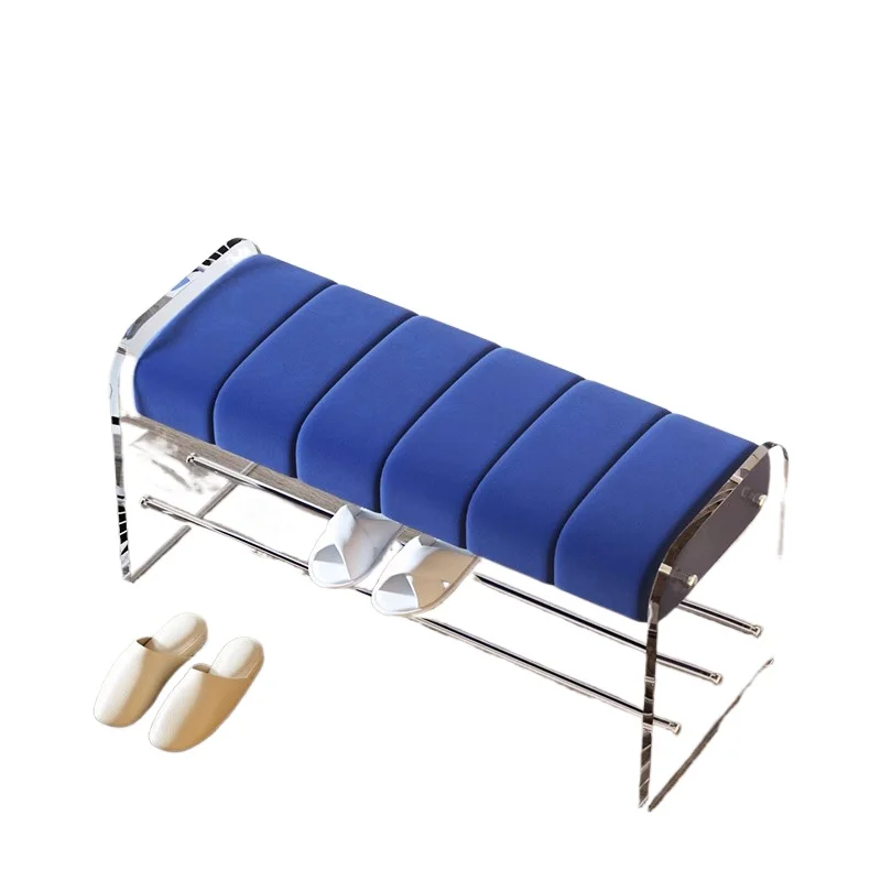 

Light luxury shoe changing stool ins transparent acrylic bench, simple home in the bedroom cloakroom