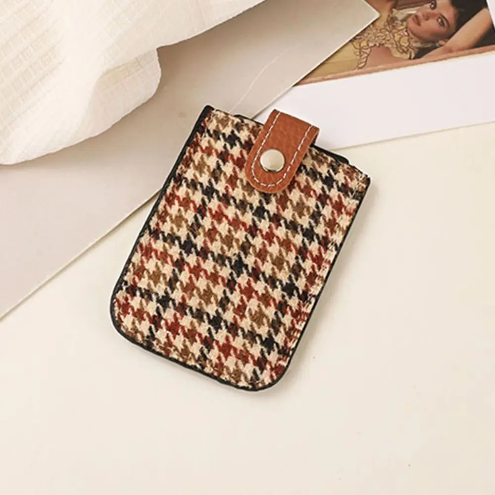 PU couro curto carteira, Houndstooth cartão saco, bolsa de mudança portátil, titulares do cartão embreagem, moda