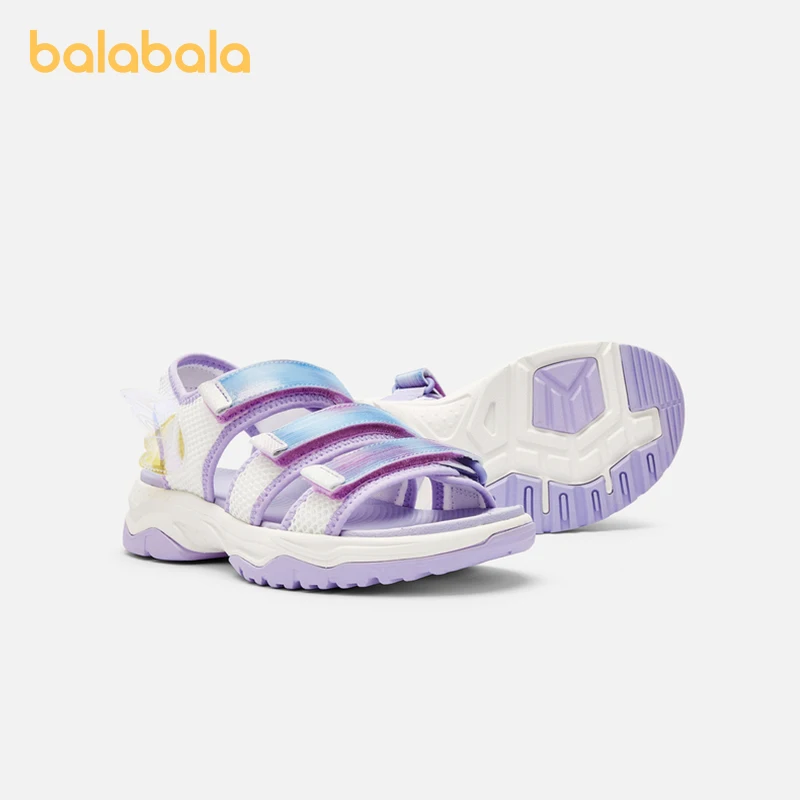 Balabala Sports Sandals Boys Girls Breathable Hollowed-out 2024 Summer New Shoes Trendy and Cool